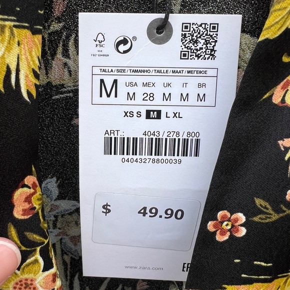 ZARA FLORAL WOMEN'S BLOUSE SIZE SMALL AND MEDIUM NWT CROP TIE WAIST - Picture 8 of 11